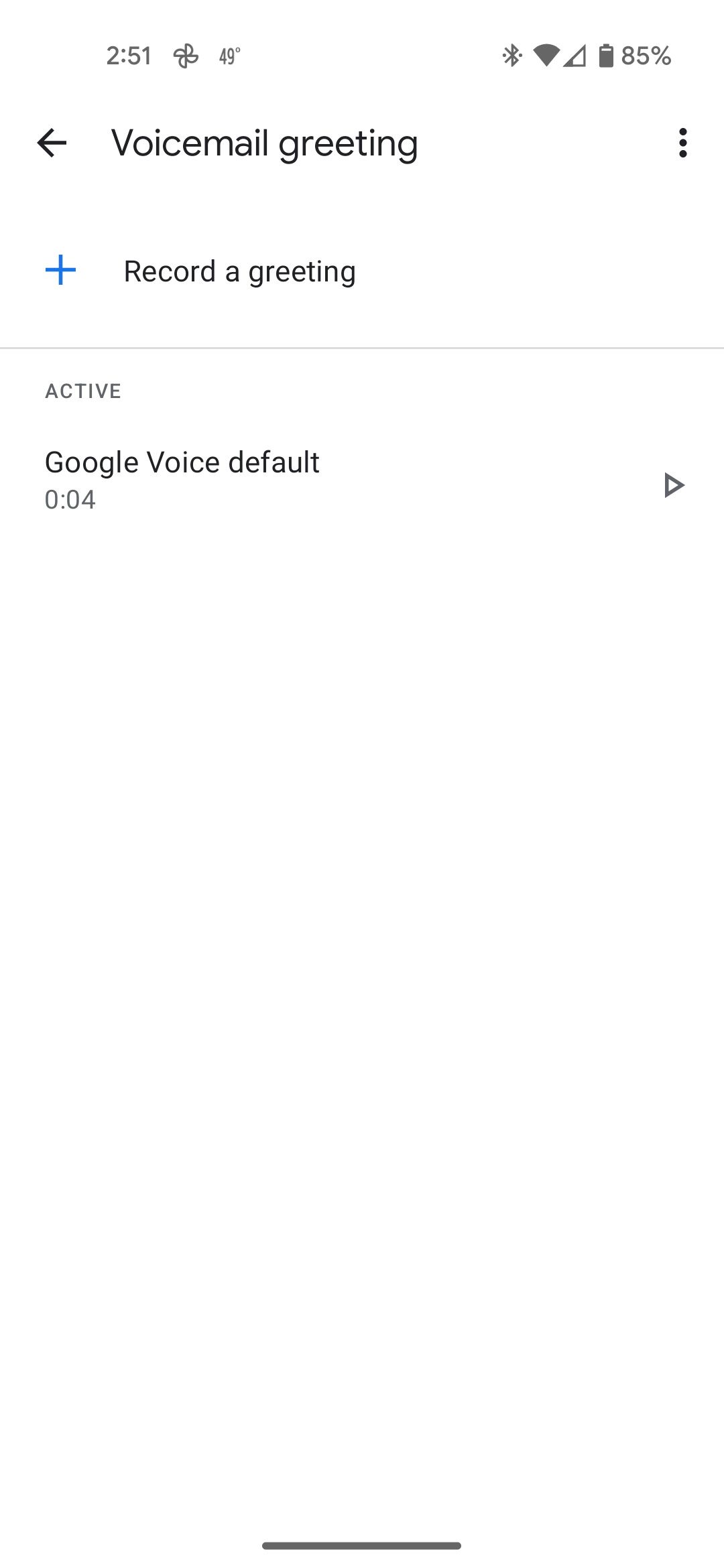 An example of a voicemail greeting in Google Voice