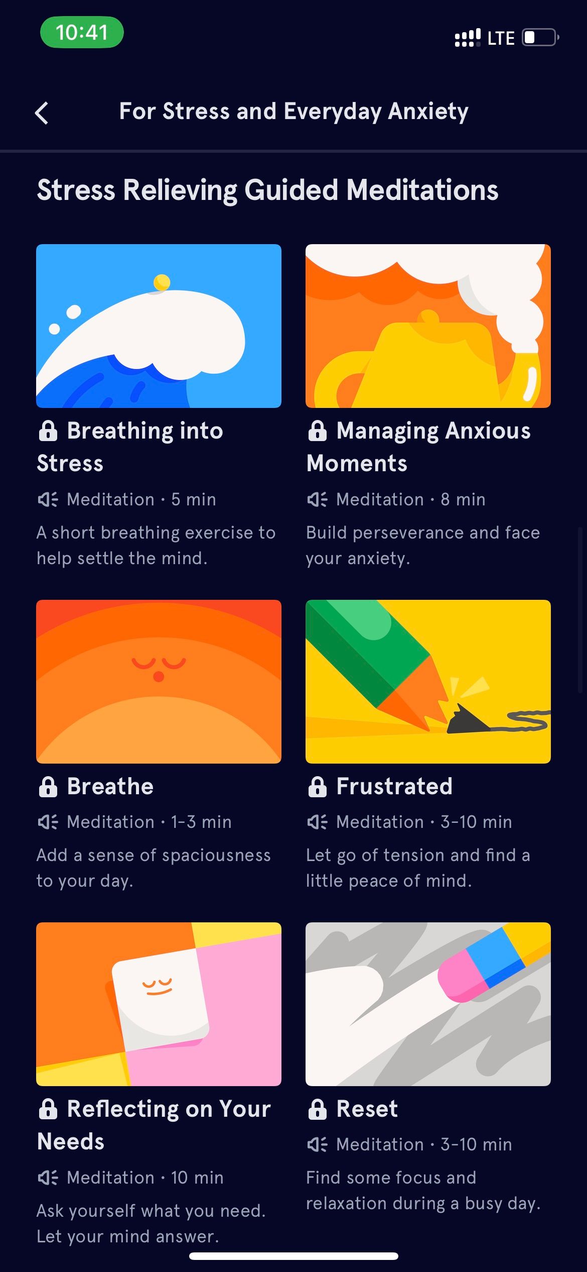 Headspace "For Everyday Stress and Anxiety" page