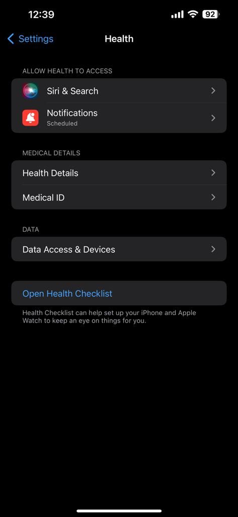 iPhone screenshot showing the Health app