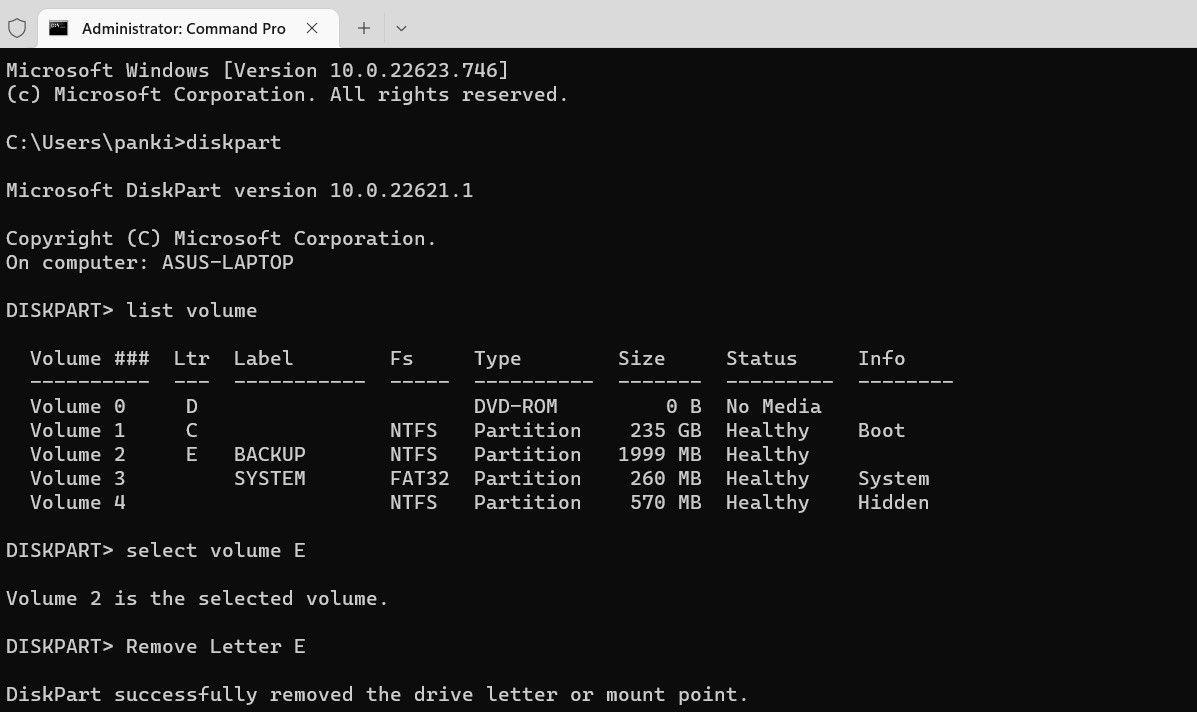 Hide a Drive Using Command Prompt