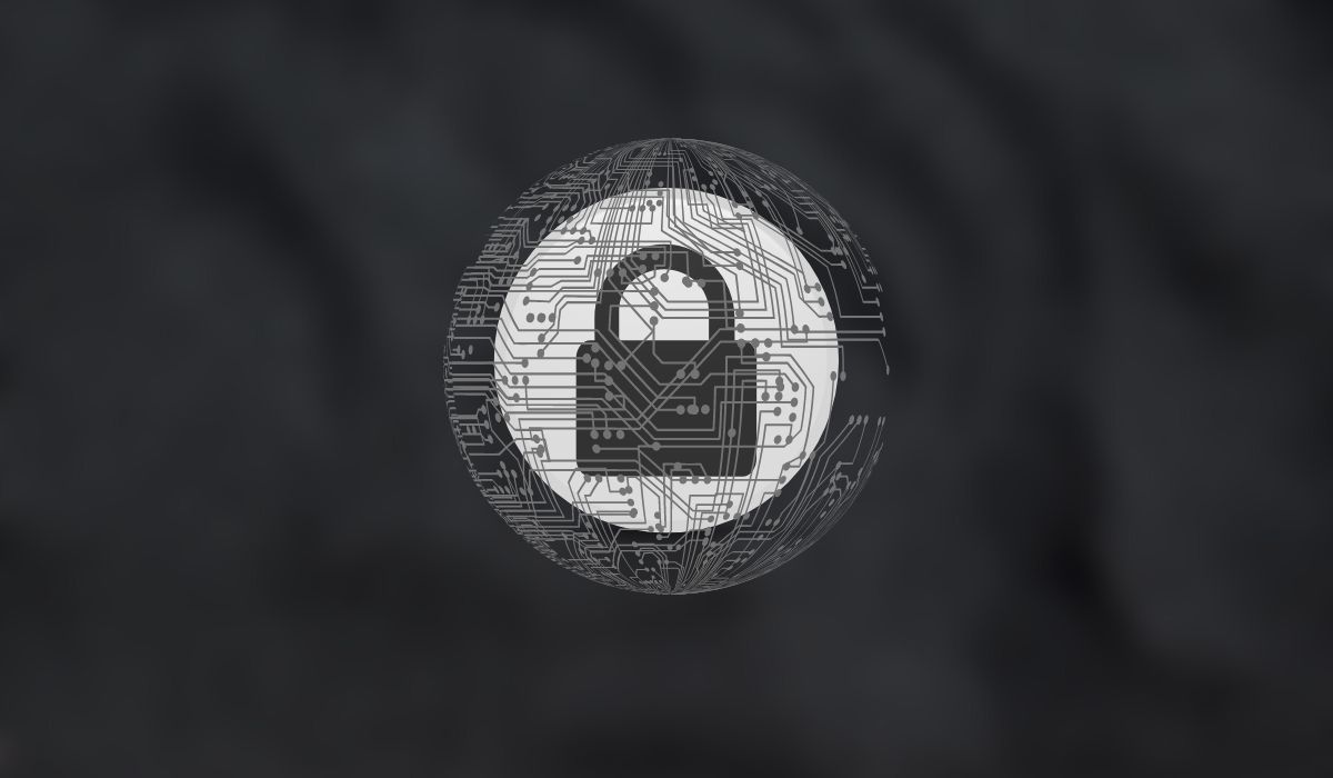 Encryption symbol seen on dark background
