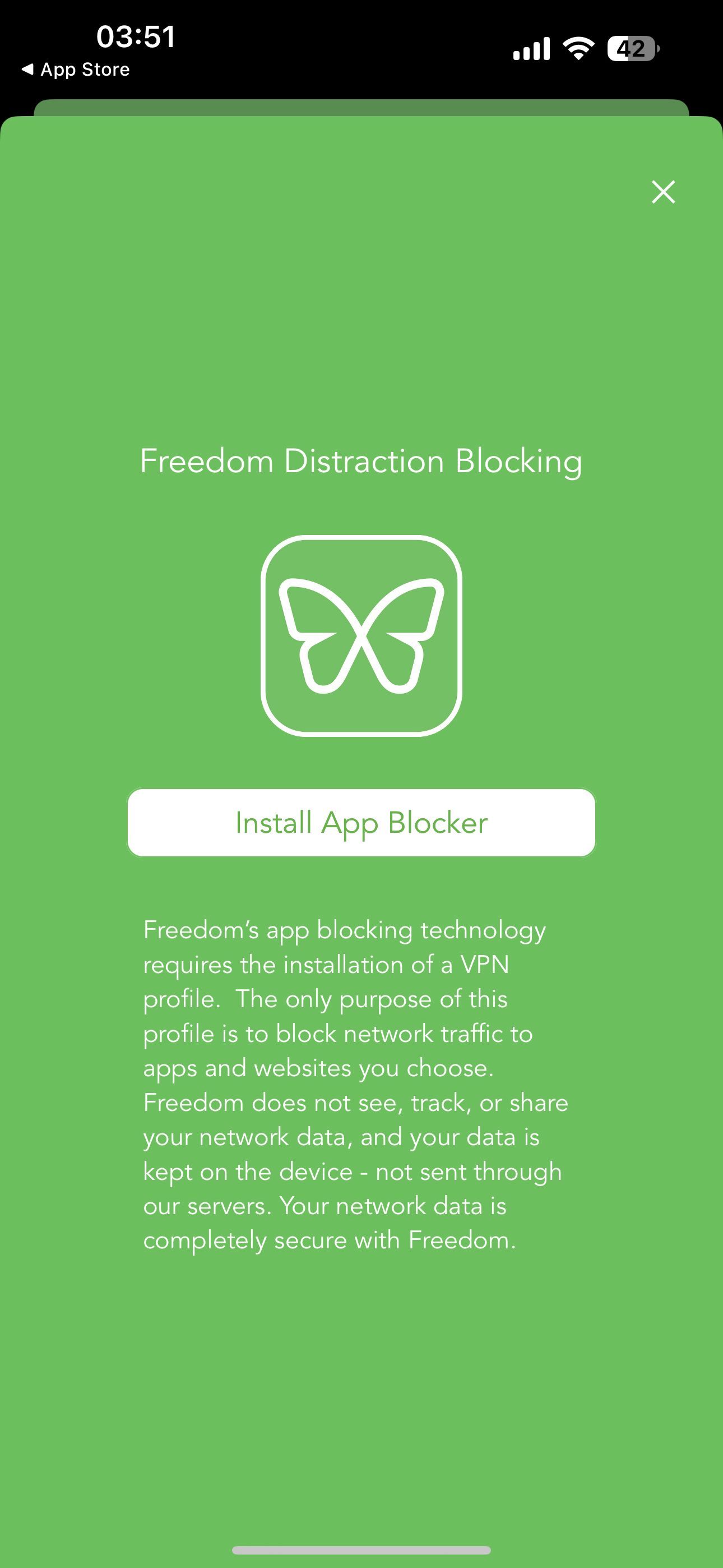 Freedom detection blocking iOS