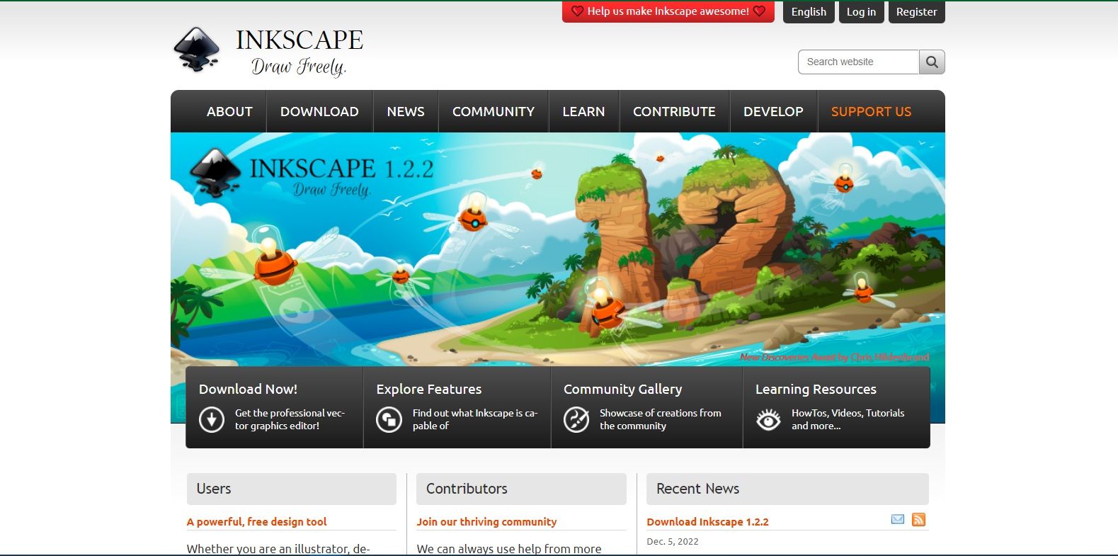 Inkscape homepage screenshot