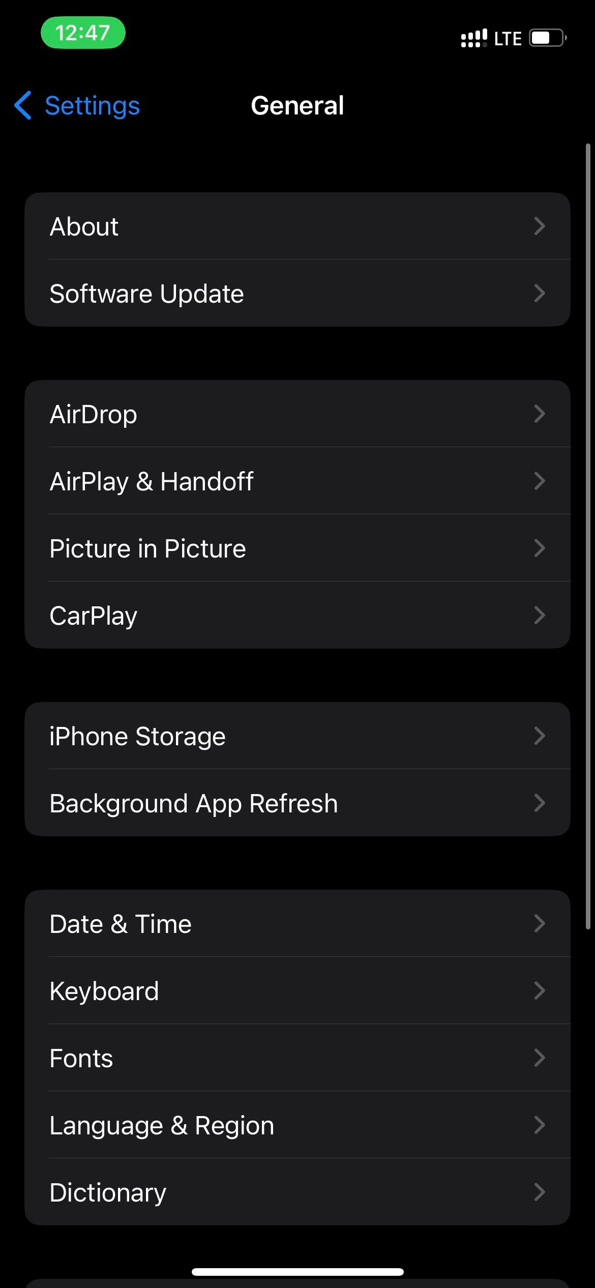 Tap Software Update in iOS General Settings