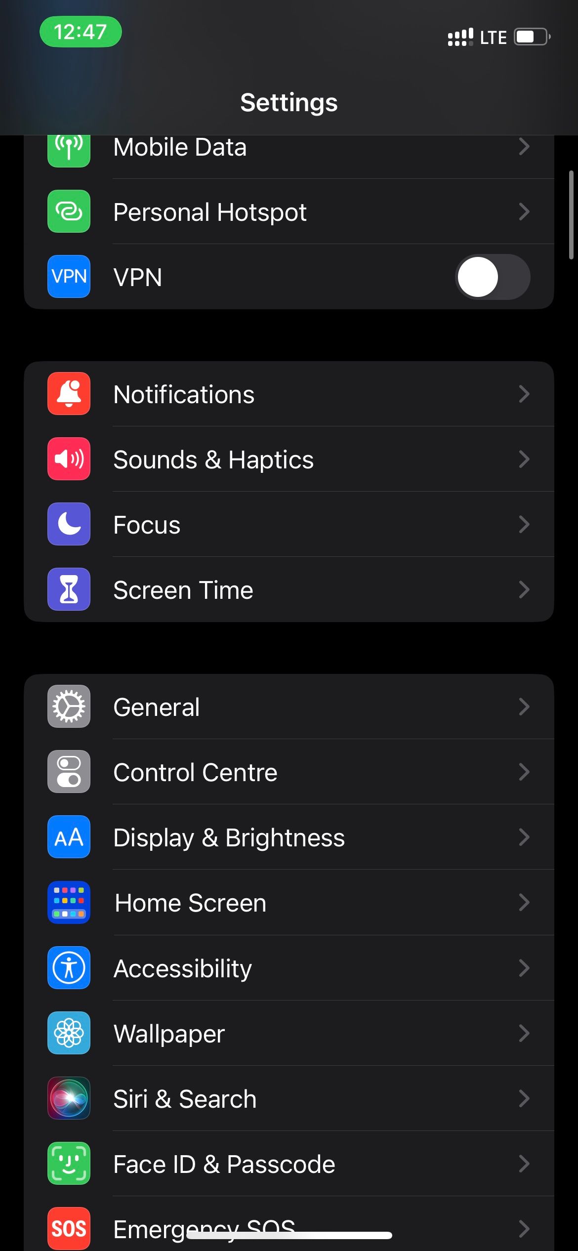 Tap General in iOS Settings