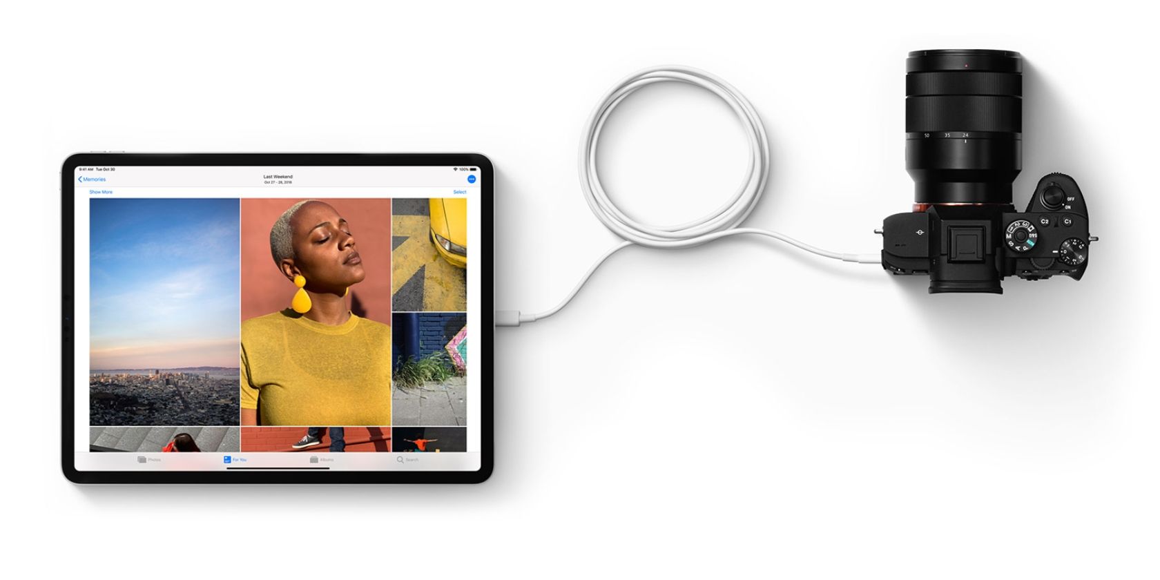 iPad Pro connected to a camera via a USB C Connection