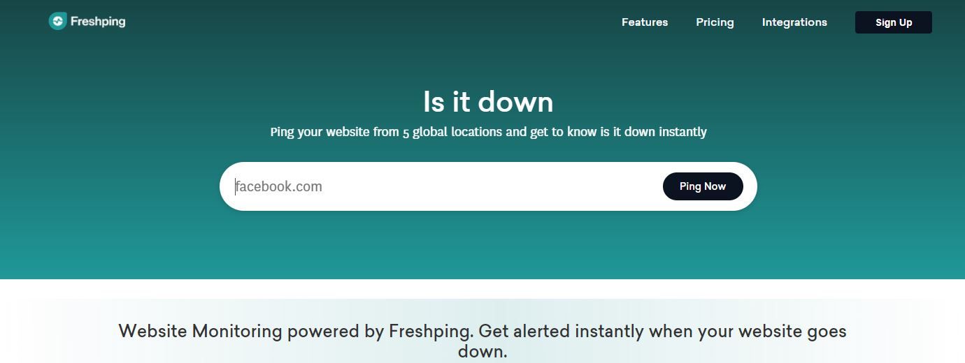 A screenshot of the Is it down landing page