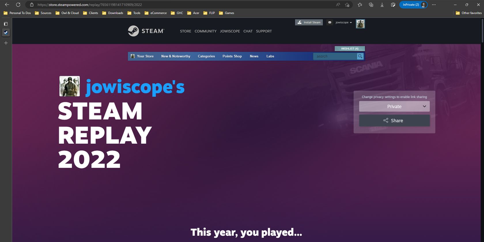 jowiscope Page Steam Replay 2022