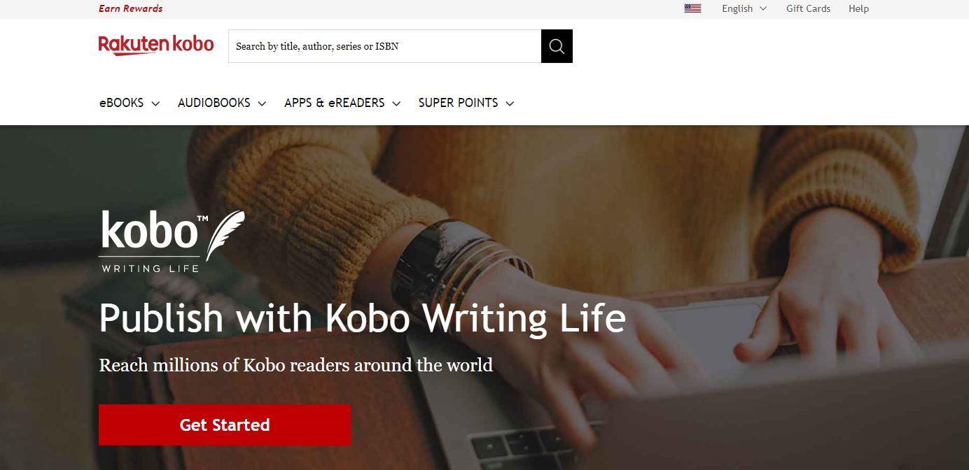 A screenshot of the Kobo Writing Life home page
