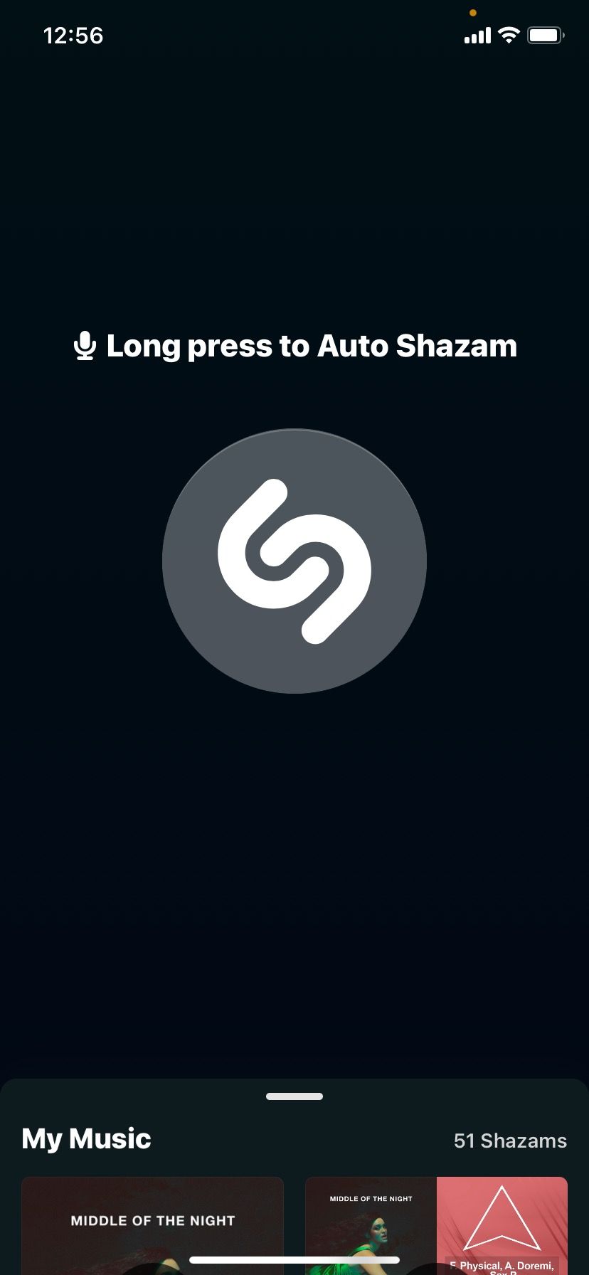 Long press to auto Shazam