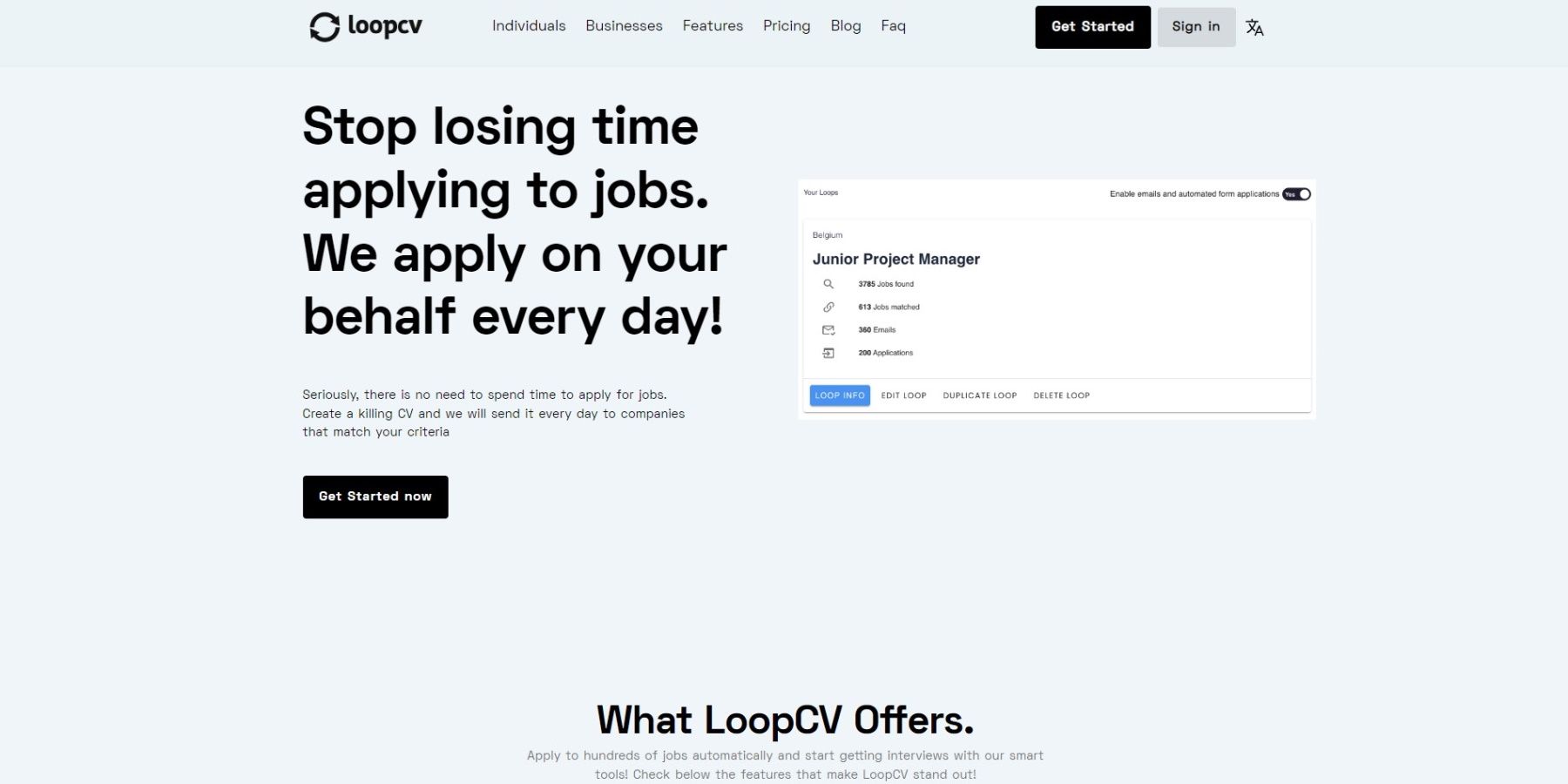 LoopCV website