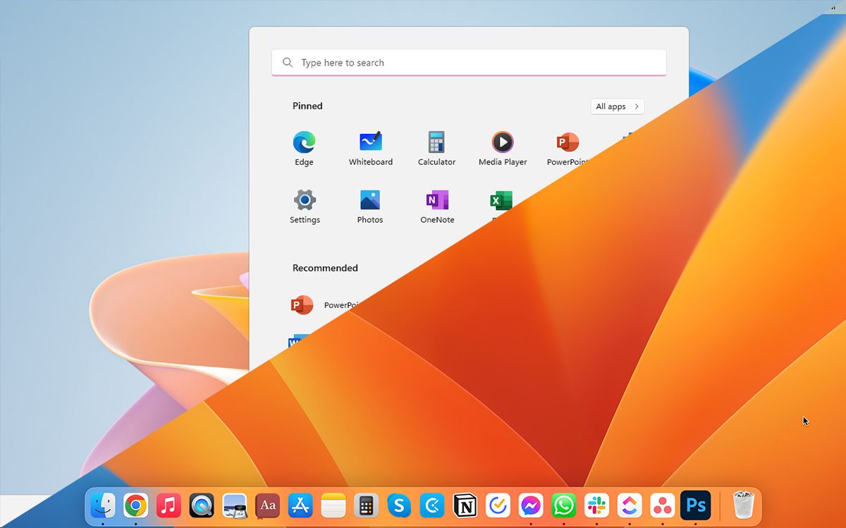 macOS UI dibandingkan dengan Windows 11