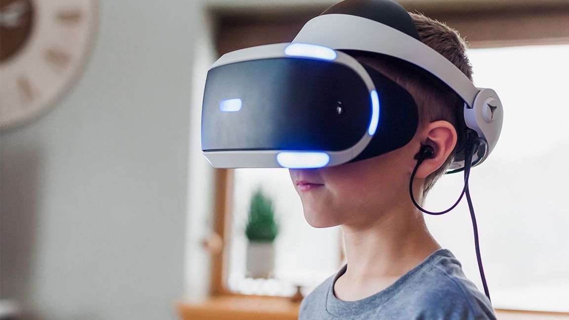 Boy using a VR headset