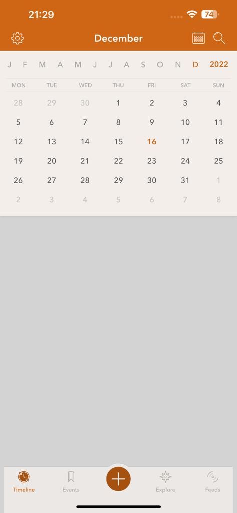 Screenshot showing Momento's calendar