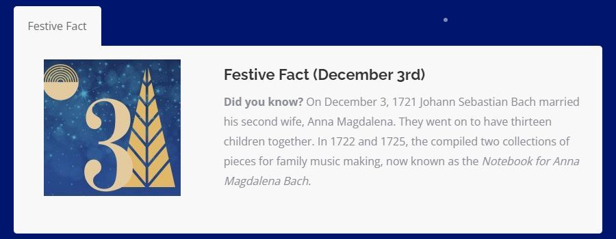 Music and beyond Festive fact Day 3