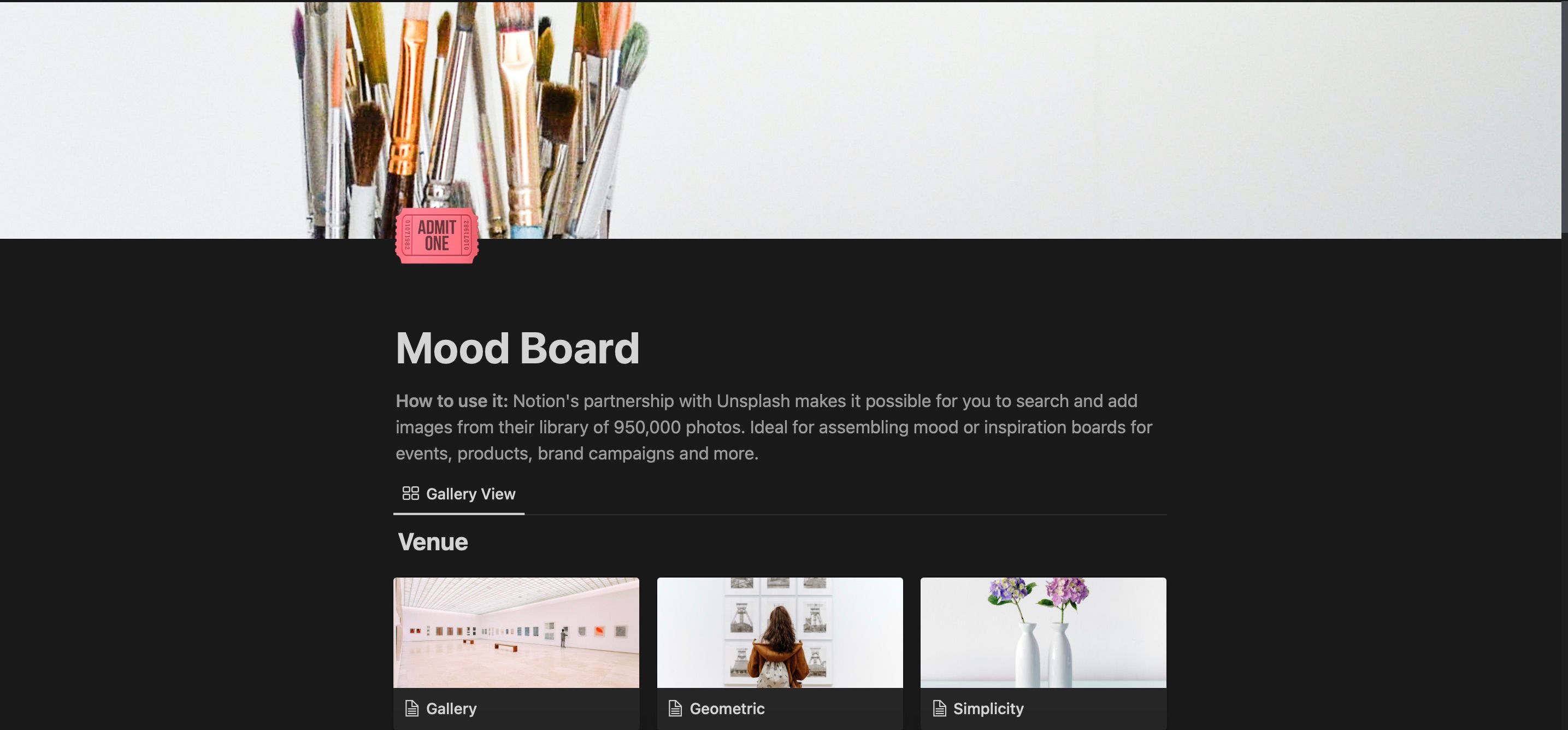 Notion Mood Board Template Screenshot