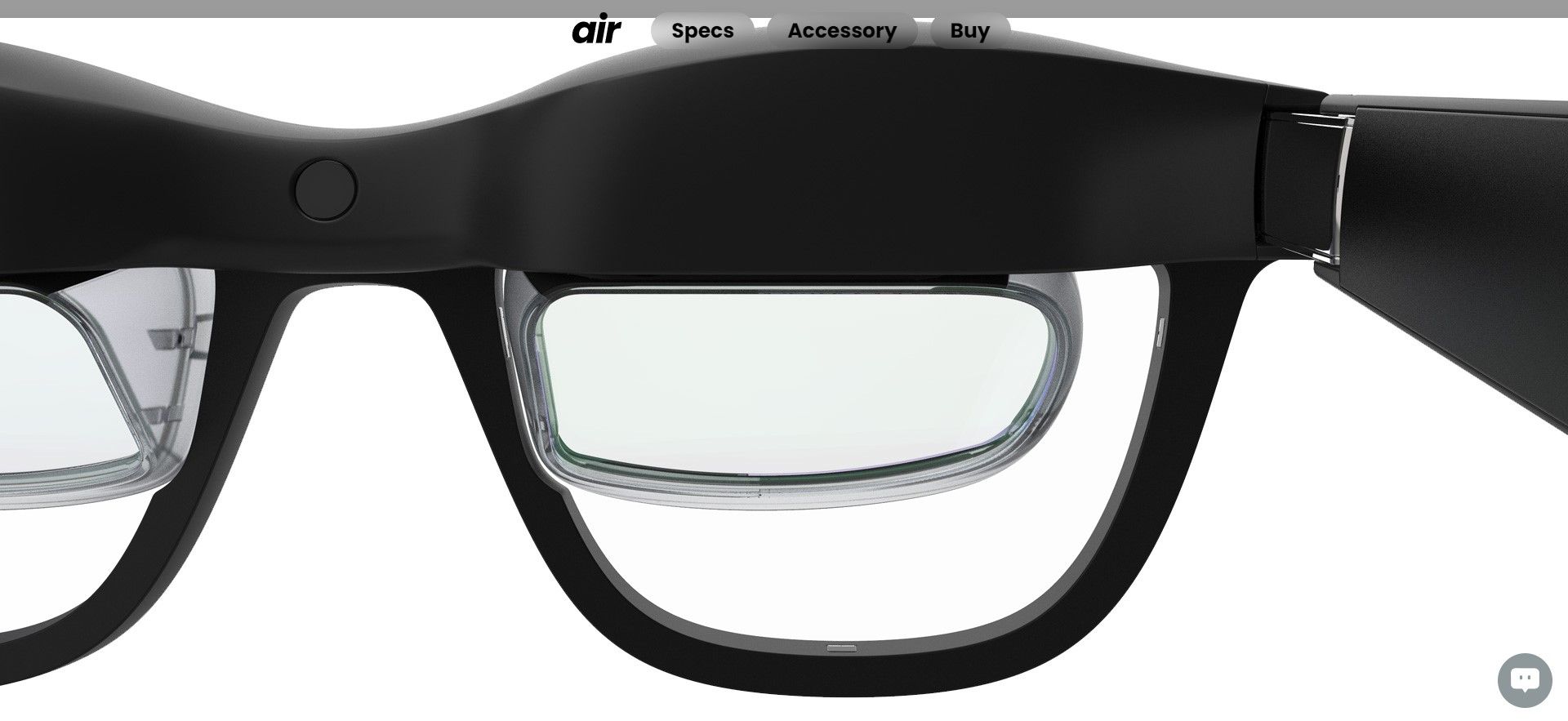 Close-up of the lens of the Nreal Air glasses