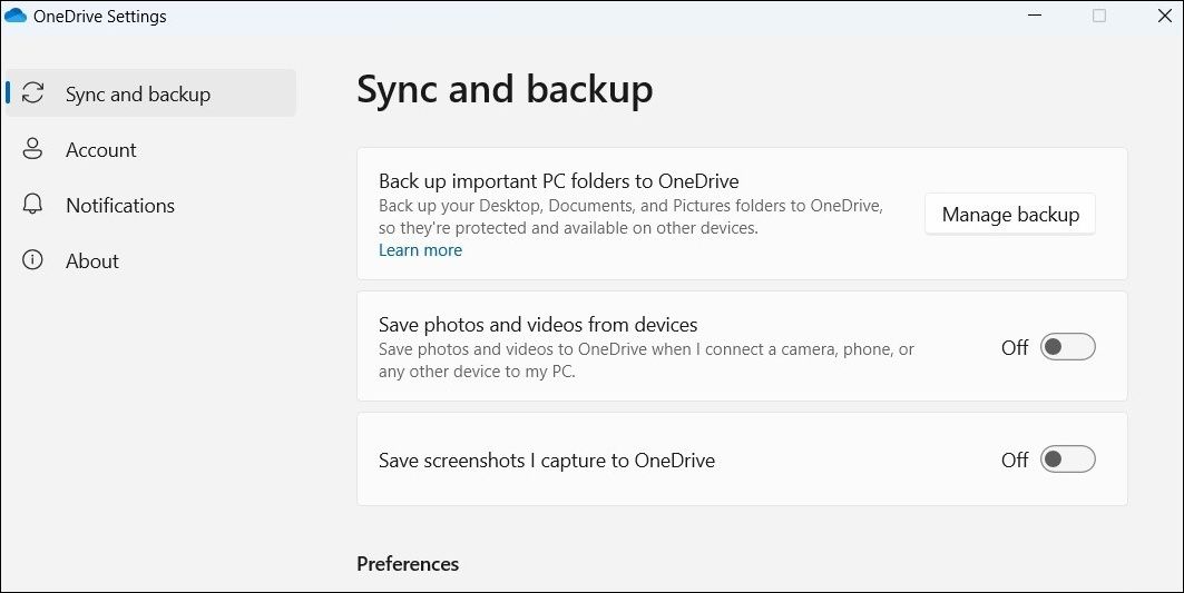Configuración de sincronización de Windows de OneDrive