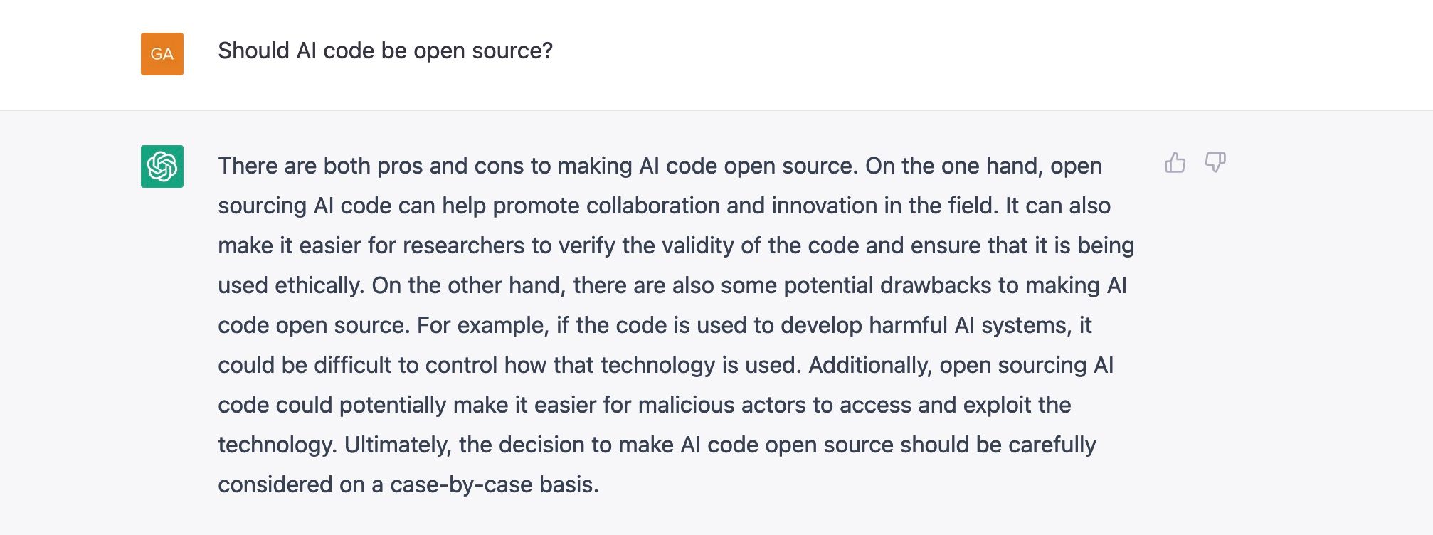 ChatGPT explains whether AI code should be made open source