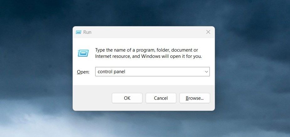 Open Control Panel Using Run Dialog Box
