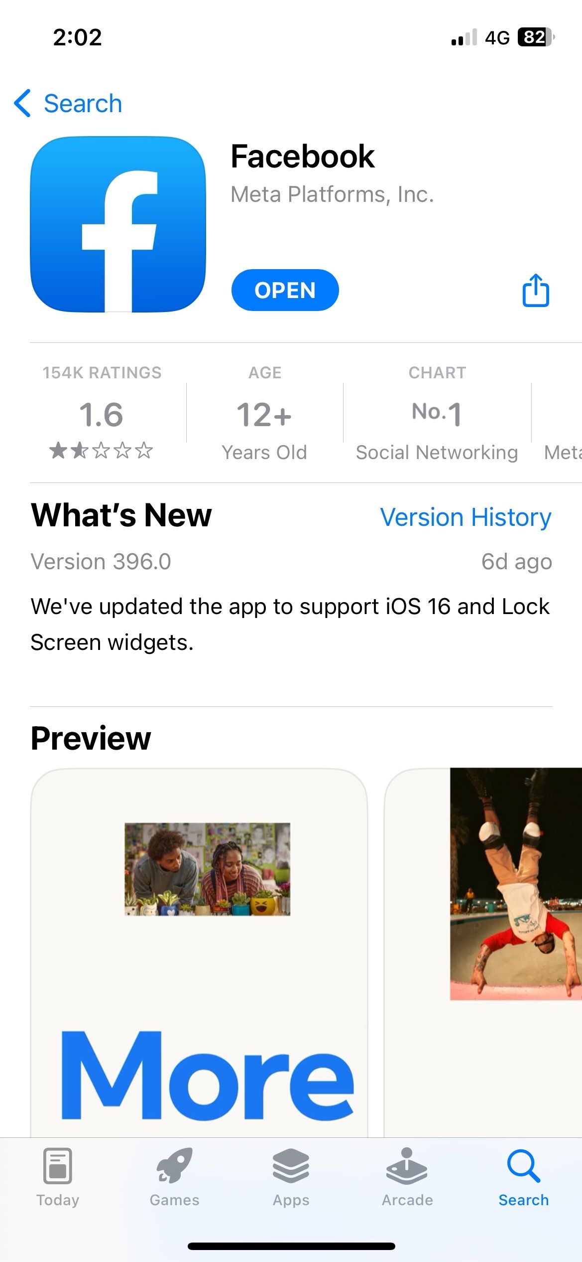 Open Facebook from the App Store