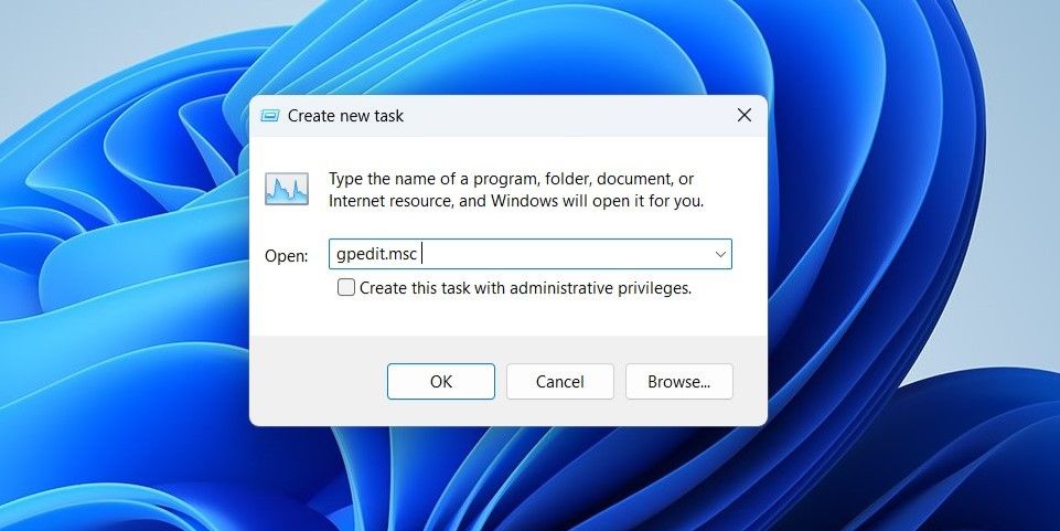 Open Group Policy Editor Using Task Manager