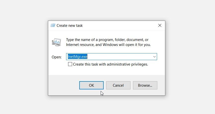 Open Iis Manager Using Task Manager