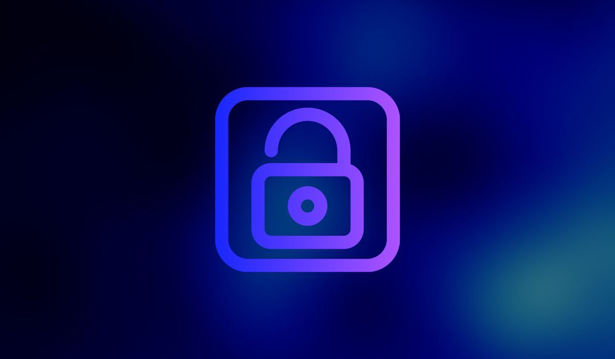 Padlock symbol set on blurred blue background 