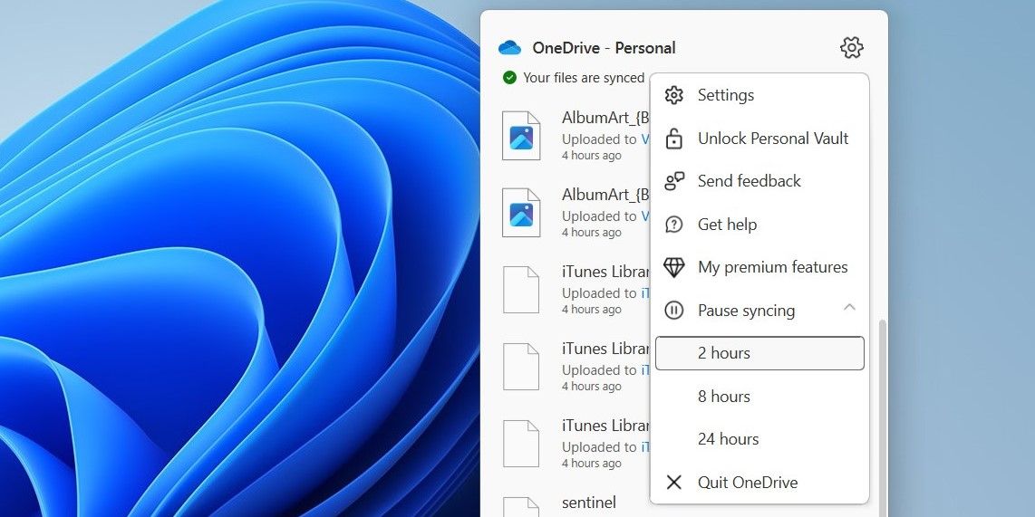 Pausar la sincronización de OneDrive