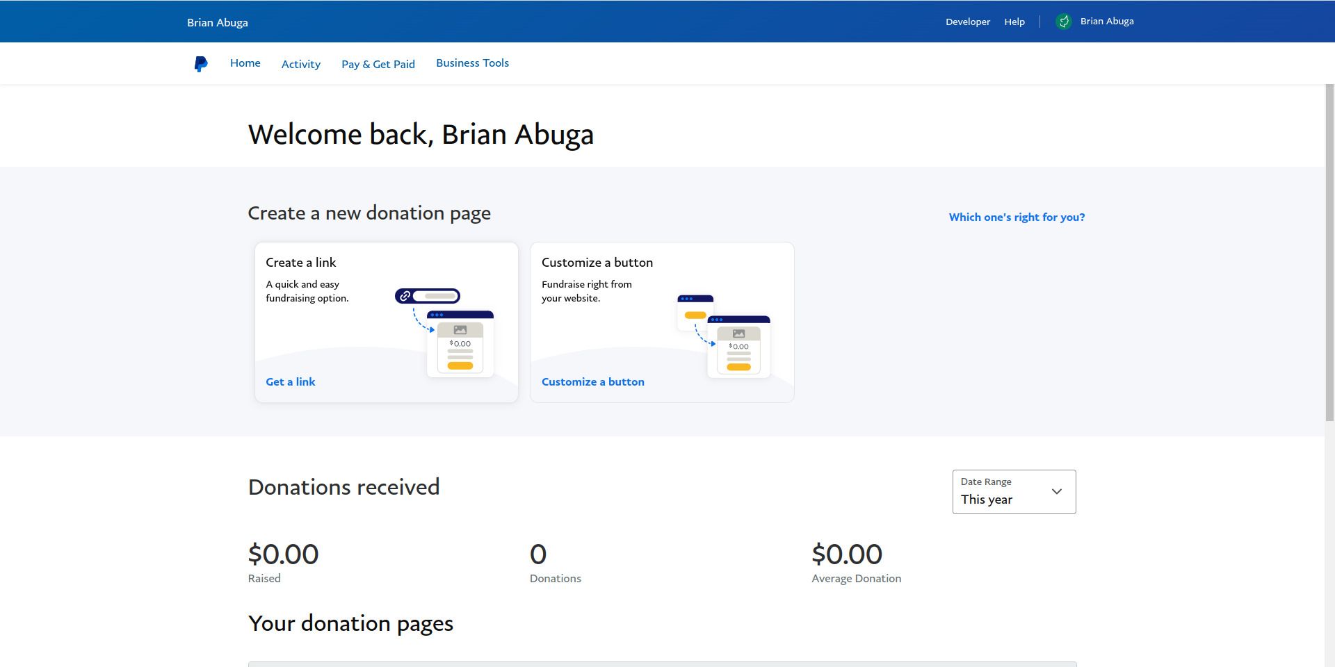 Paypal Donation Page Options