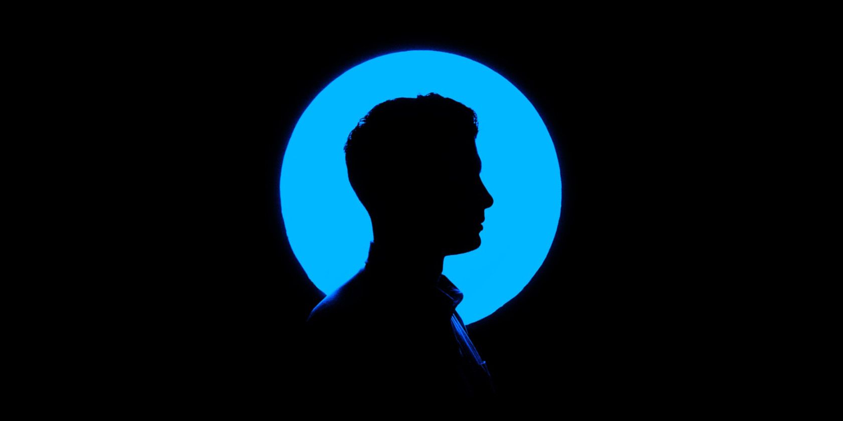 Silhouette of a man on a blue circle like a profile DP