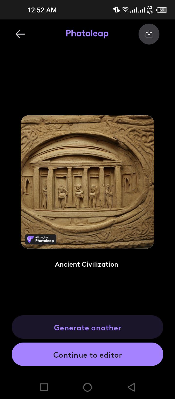 PhotoLeap - Sample Using Ancient Civilization Prompt