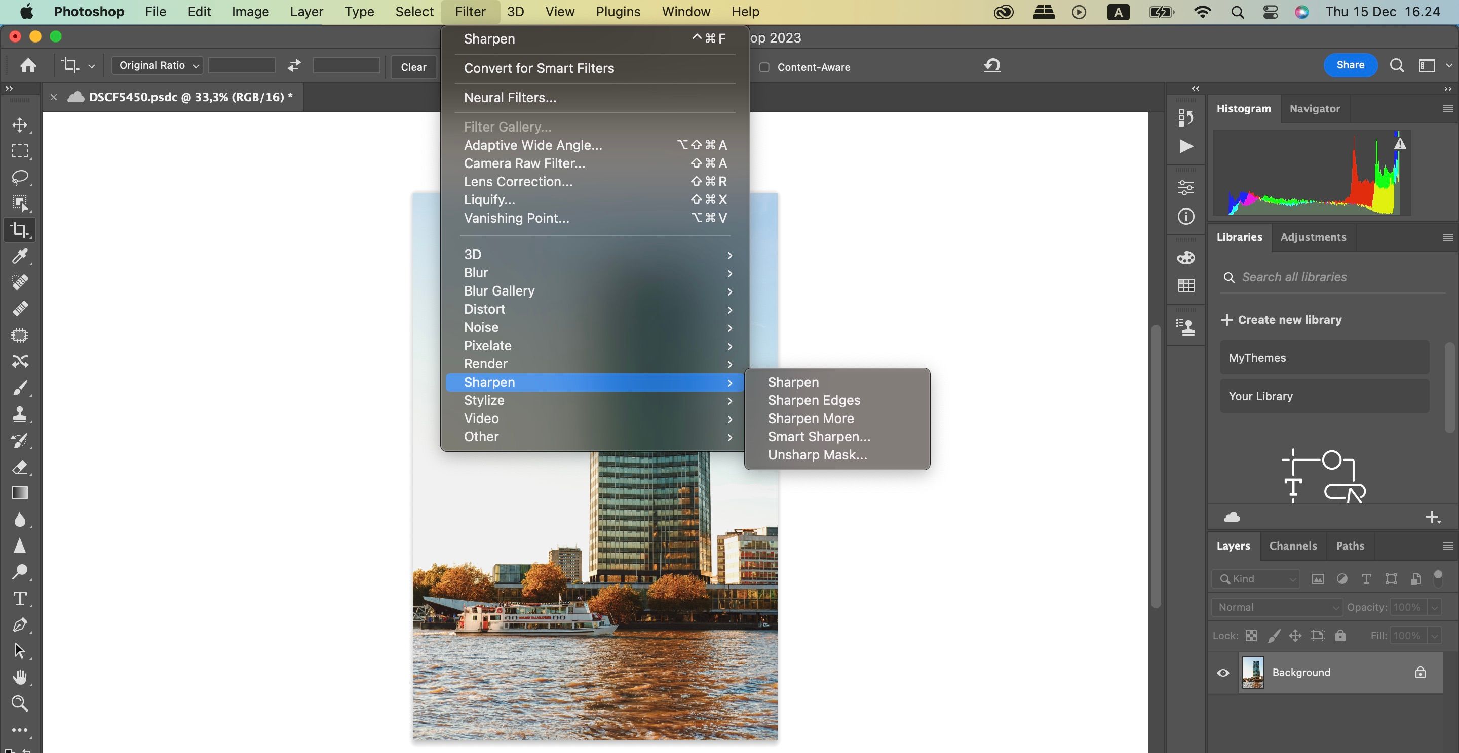 Screenshot of Photoshop's smart sharpen tool