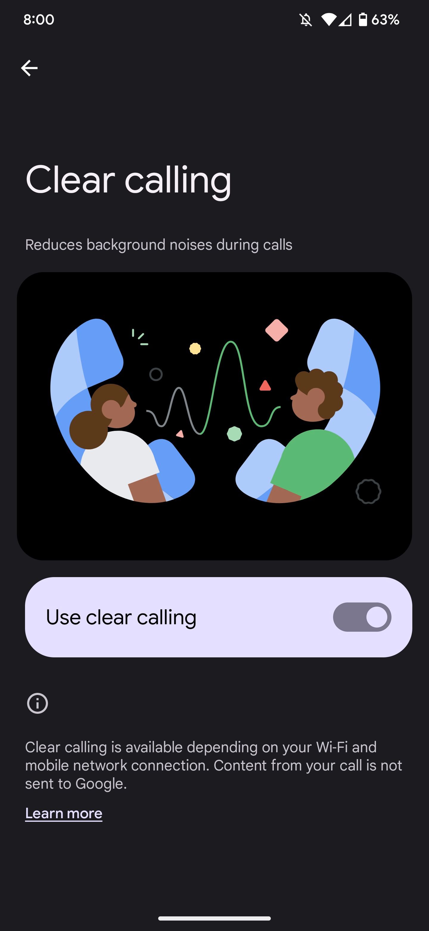 Pixel 7 clear call settings