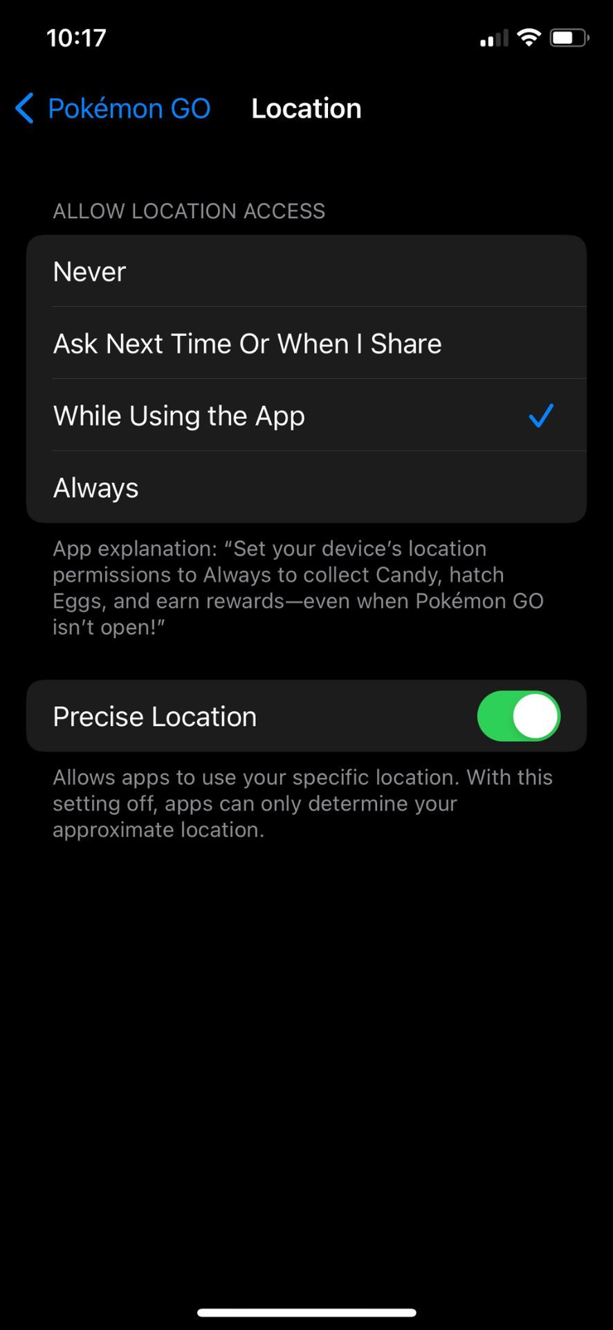 Pokémon GO GPS signal not found error fix location settings preferences
