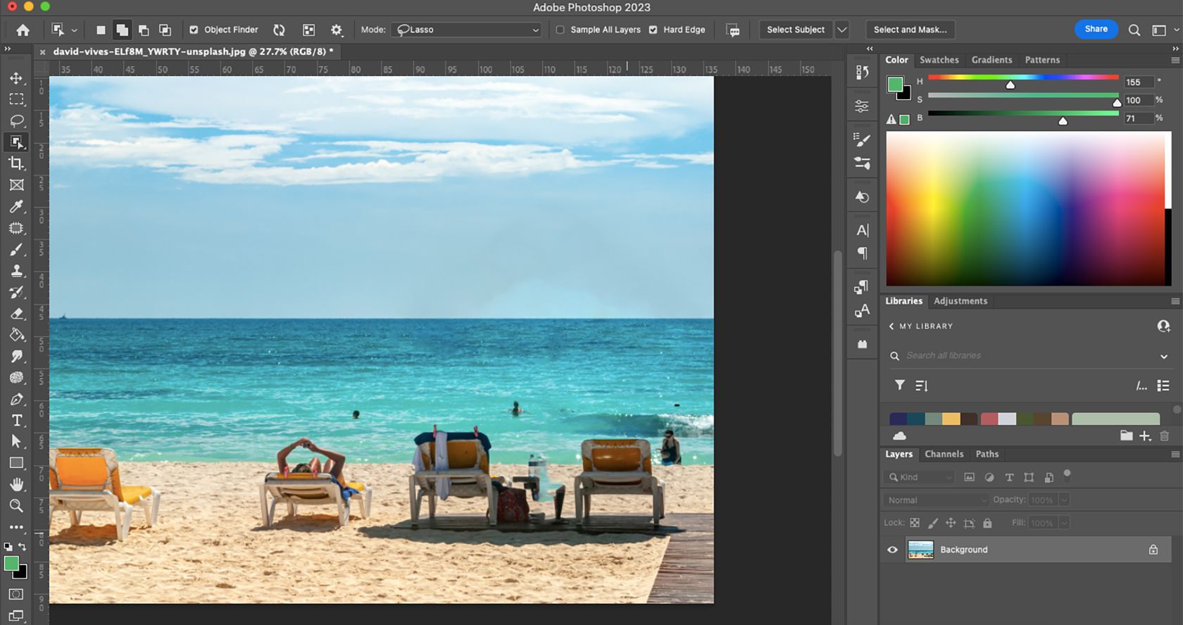 Photoshop with beach scene photo.