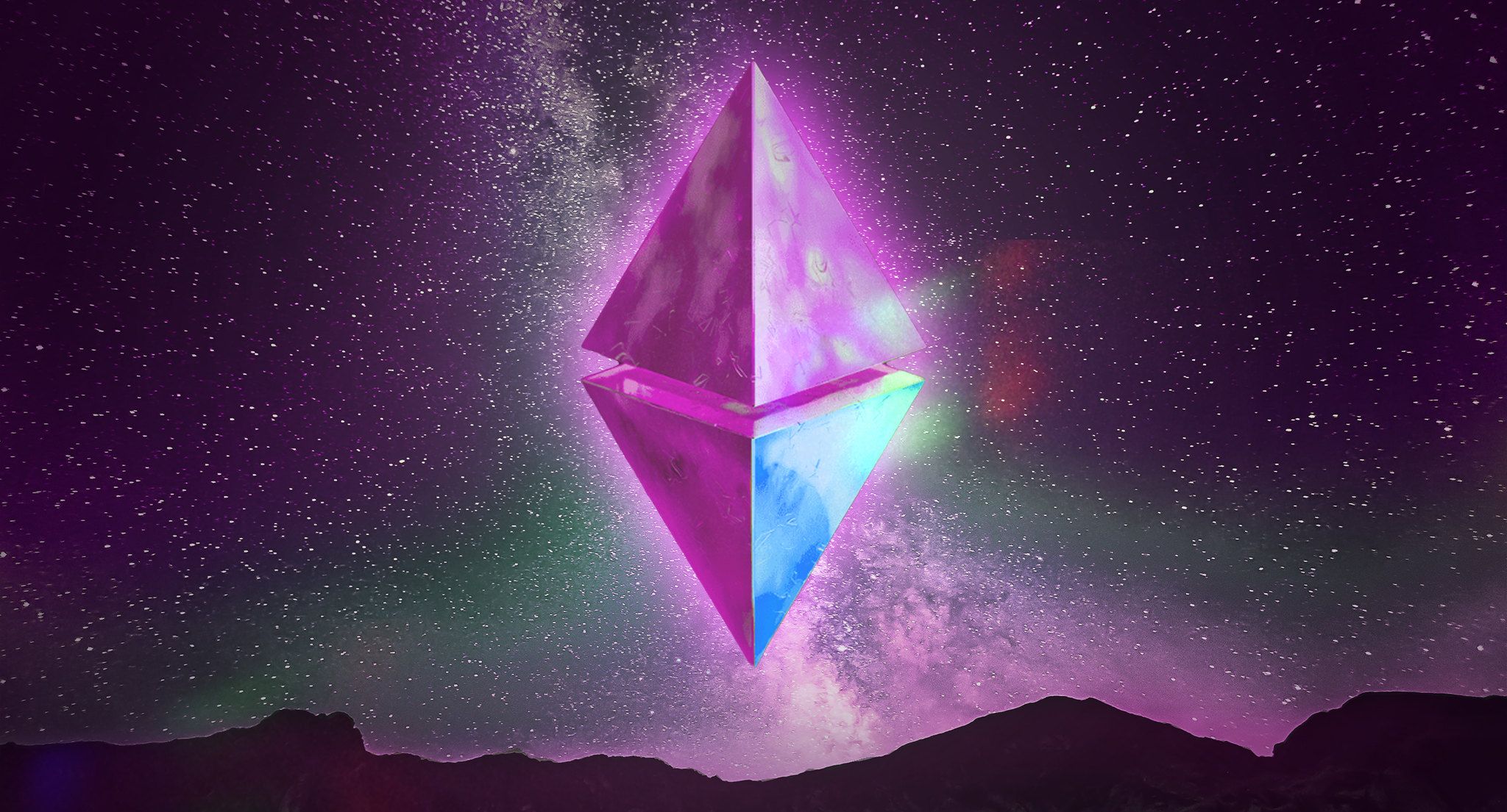 purple ethereum logo graphic