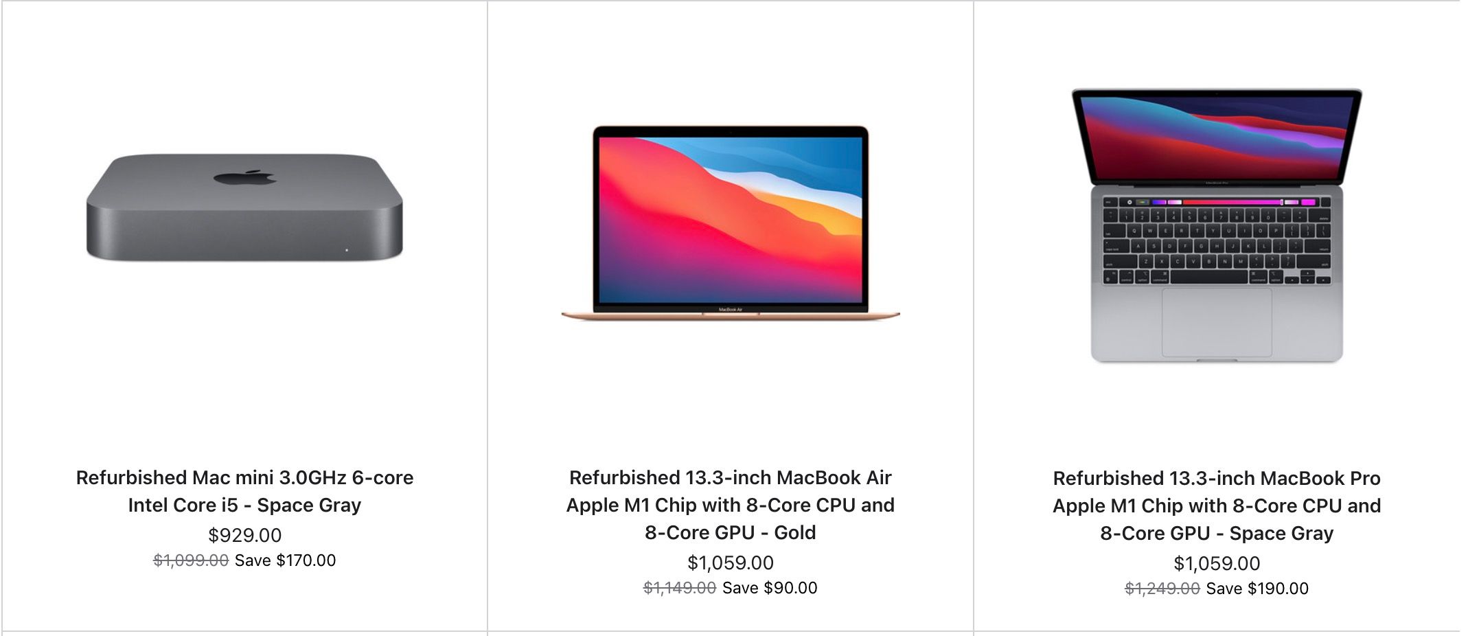 Updated Macs on Apple's website