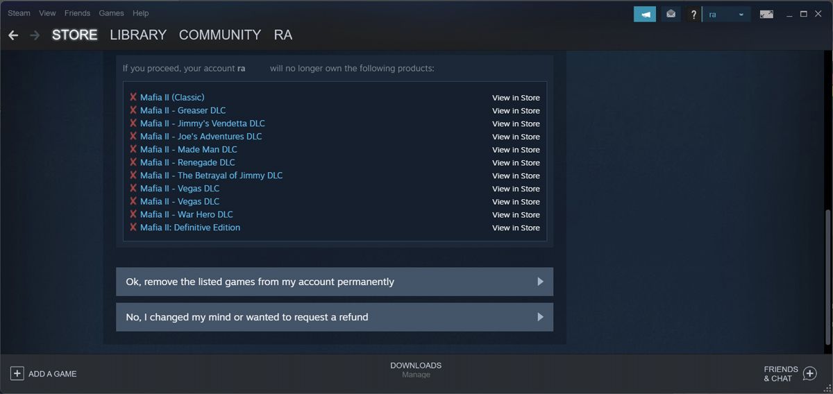 Remove a Steam game from the library