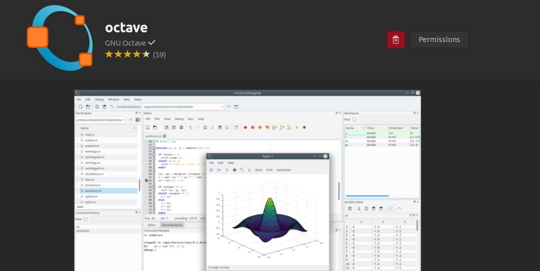 Octave is shown in software manager