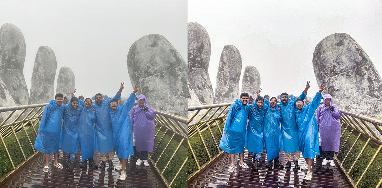 removing mist from group photo