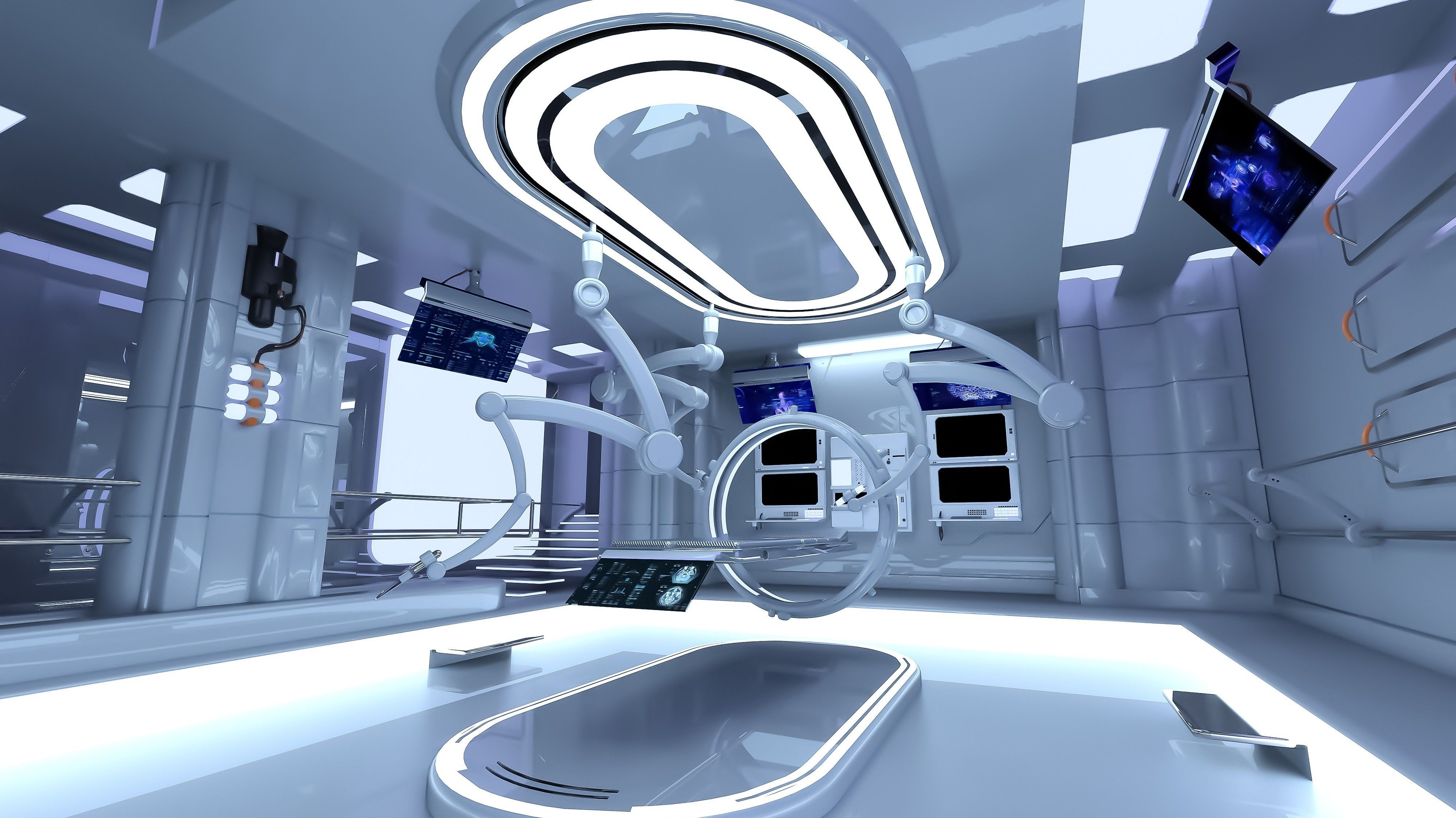 Render of a science fiction operating room