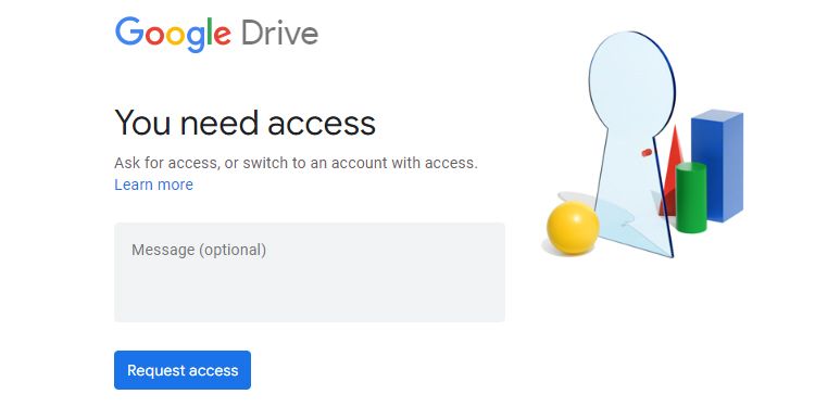 Solicitar acceso al sitio web de Google Drive