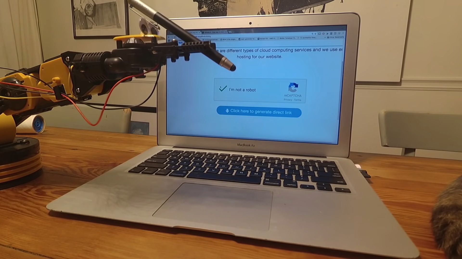 A robot completing a reCAPTCHA 