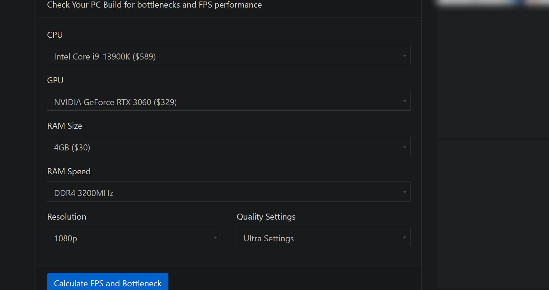 اجرای تست Bottleneck با استفاده از ماشین حساب گلوگاه عامل CPU