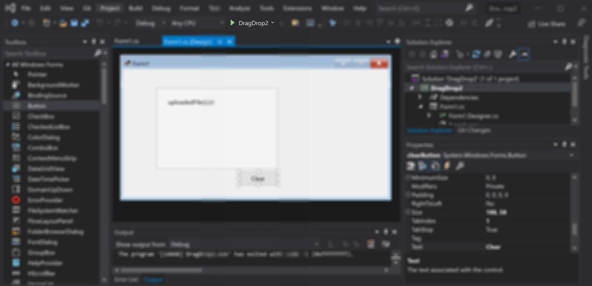 Play button at the top of Visual Studio