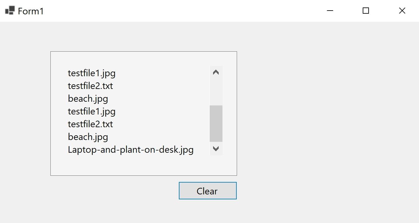 Many files inside panel with scrollbars
