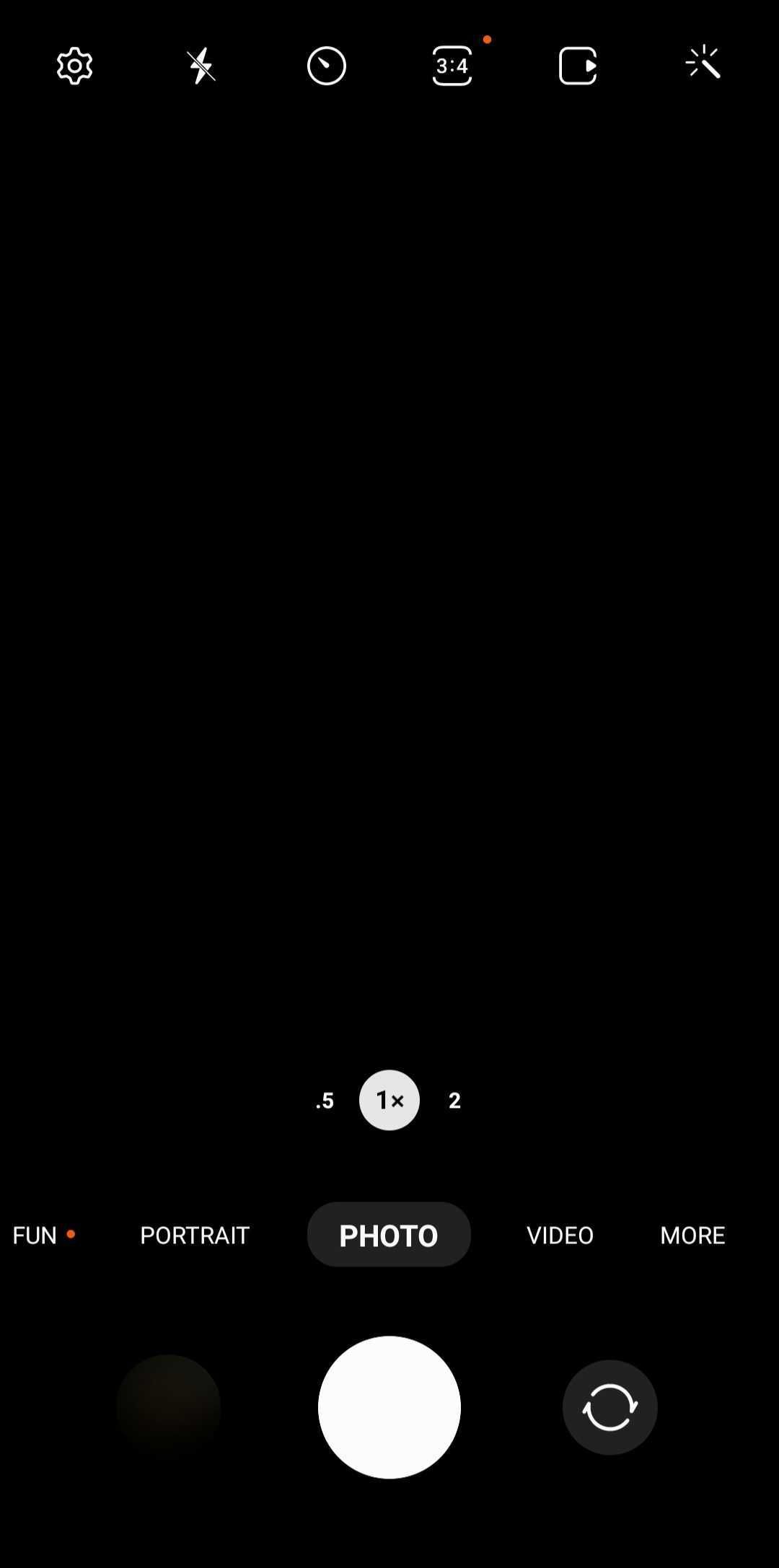screenshot of main samsung camera screen