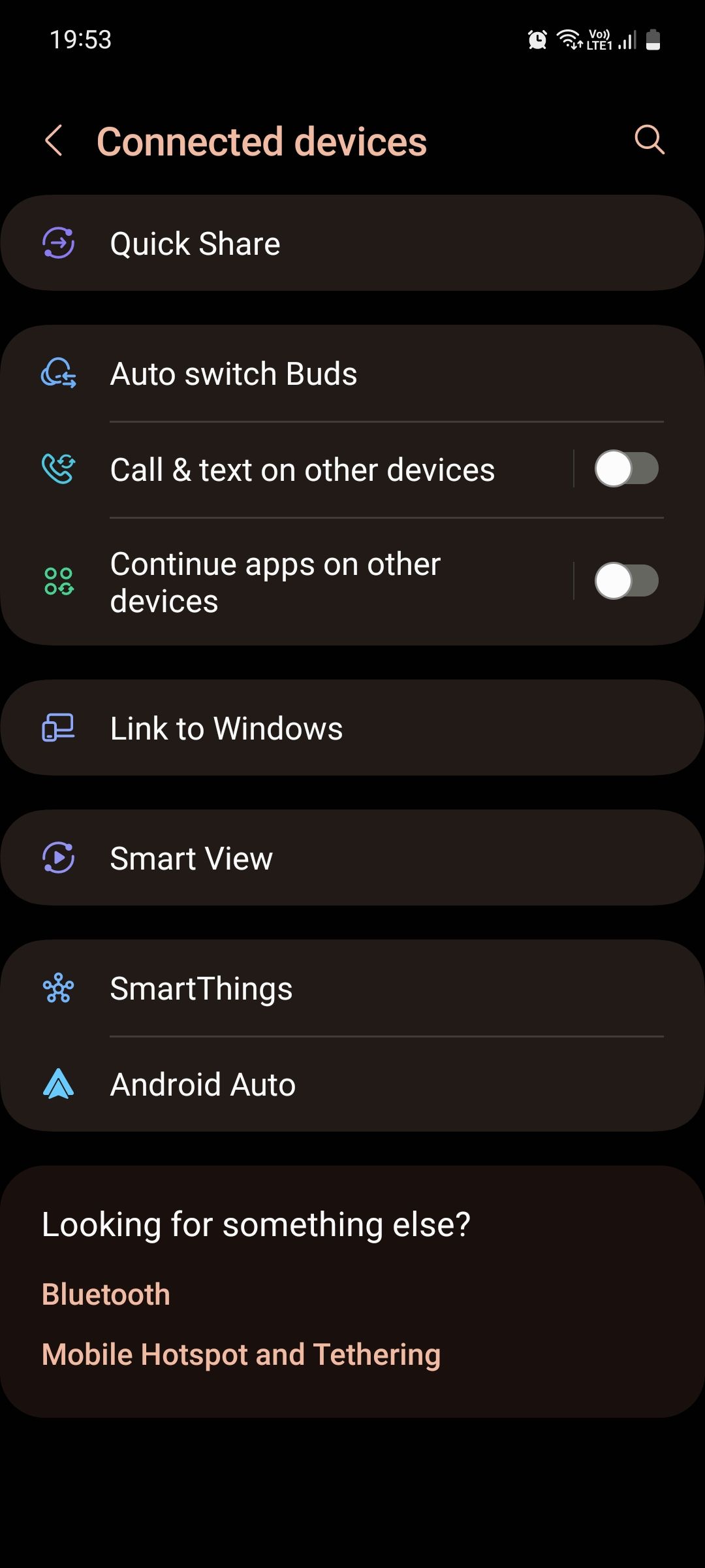 Samsung One UI 5 Connected devices menu