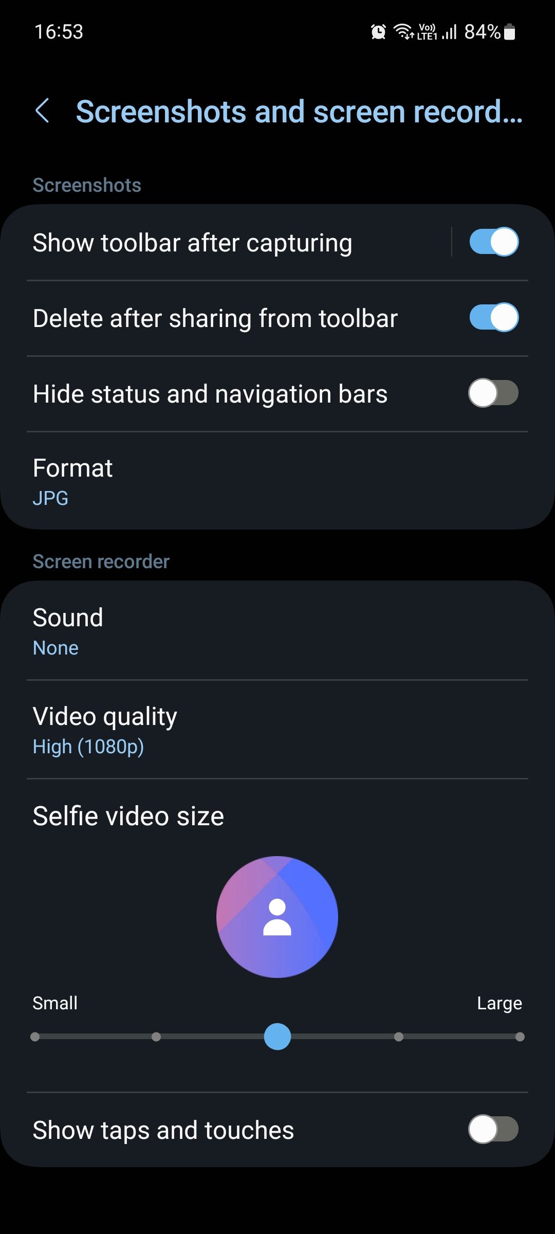 Samsung One UI 5 Screenshots and screen recorder menu
